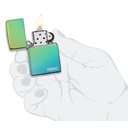 Зажигалка ZIPPO Logo с покрытием High Polish Teal, латунь/сталь, зелёная, глянцевая, 38x13x57 мм для нанесения логотипа