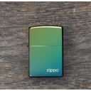 Зажигалка ZIPPO Logo с покрытием High Polish Teal, латунь/сталь, зелёная, глянцевая, 38x13x57 мм для нанесения логотипа