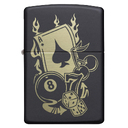 Зажигалка ZIPPO Азартные игры с черным матовым покрытием | Gambling Design Black Matte, латунь/сталь, чёрная, матовая, 38x13x57 мм для нанесения логотипа