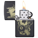 Зажигалка ZIPPO Азартные игры с черным матовым покрытием | Gambling Design Black Matte, латунь/сталь, чёрная, матовая, 38x13x57 мм для нанесения логотипа