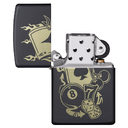 Зажигалка ZIPPO Азартные игры с черным матовым покрытием | Gambling Design Black Matte, латунь/сталь, чёрная, матовая, 38x13x57 мм для нанесения логотипа