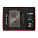 Зажигалка ZIPPO Armor® Узоры с покрытием черный лед | Armor® Pattern Design Black Ice®, латунь/сталь, чёрная, 38x13x57 мм для нанесения логотипа