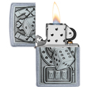 Зажигалка ZIPPO Счастливая 7 с покрытием поцарапанный хром | Lucky 7 Street Chrome, латунь/сталь, серебристая, 38x13x57 мм для нанесения логотипа