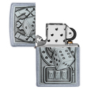 Зажигалка ZIPPO Счастливая 7 с покрытием поцарапанный хром | Lucky 7 Street Chrome, латунь/сталь, серебристая, 38x13x57 мм для нанесения логотипа