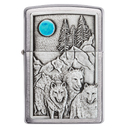 Зажигалка ZIPPO Волки с покрытием матовый хром | Wolf Design Brushed Chrome, латунь/сталь, серебристая, 38x13x57 мм для нанесения логотипа