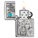Зажигалка ZIPPO Волки с покрытием матовый хром | Wolf Design Brushed Chrome, латунь/сталь, серебристая, 38x13x57 мм для нанесения логотипа