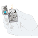 Зажигалка ZIPPO Волки с покрытием матовый хром | Wolf Design Brushed Chrome, латунь/сталь, серебристая, 38x13x57 мм для нанесения логотипа