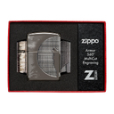 Зажигалка ZIPPO Armor™ Волк с глянцевым покрытием Черный лед | Wolf High Polish Black Ice®, латунь/сталь, чёрная, 38x13x57 мм для нанесения логотипа