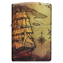 Зажигалка ZIPPO Пиратский корабль с матовым покрытием на 540° | Pirate Ship 540 Matte, латунь/сталь, разноцветная, матовая, 38x13x57 мм для нанесения логотипа