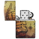 Зажигалка ZIPPO Пиратский корабль с матовым покрытием на 540° | Pirate Ship 540 Matte, латунь/сталь, разноцветная, матовая, 38x13x57 мм для нанесения логотипа