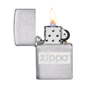 Подарочный набор ZIPPO: фляжка 89 мл и зажигалка, латунь/сталь, серебристый, в коробке с подвесом для нанесения логотипа