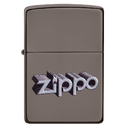 Зажигалка ZIPPO Фирменный дизайн с покрытием черный лед | Zippo Design Black Ice®, латунь/сталь, чёрная, глянцевая, 38x13x57 мм для нанесения логотипа