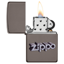 Зажигалка ZIPPO Фирменный дизайн с покрытием черный лед | Zippo Design Black Ice®, латунь/сталь, чёрная, глянцевая, 38x13x57 мм для нанесения логотипа
