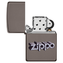 Зажигалка ZIPPO Фирменный дизайн с покрытием черный лед | Zippo Design Black Ice®, латунь/сталь, чёрная, глянцевая, 38x13x57 мм для нанесения логотипа