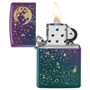 Зажигалка ZIPPO Звездное небо с зелено-фиолетовым покрытием | Starry Sky Iridescent, латунь/сталь, фиолетовая, матовая, 38x13x57 мм для нанесения логотипа