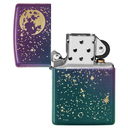 Зажигалка ZIPPO Звездное небо с зелено-фиолетовым покрытием | Starry Sky Iridescent, латунь/сталь, фиолетовая, матовая, 38x13x57 мм для нанесения логотипа