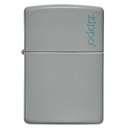 Зажигалка ZIPPO Логотип со светло-серым покрытием | Logo Flat Grey, латунь/сталь, серая, глянцевая, 38x13x57 мм для нанесения логотипа