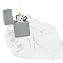 Зажигалка ZIPPO Логотип со светло-серым покрытием | Logo Flat Grey, латунь/сталь, серая, глянцевая, 38x13x57 мм для нанесения логотипа