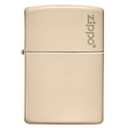 Зажигалка ZIPPO Логотип со светло-песочным покрытием | Logo Flat Sand, латунь/сталь, бежевая, глянцевая, 38x13x57 мм для нанесения логотипа