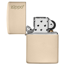 Зажигалка ZIPPO Логотип со светло-песочным покрытием | Logo Flat Sand, латунь/сталь, бежевая, глянцевая, 38x13x57 мм для нанесения логотипа