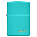 Зажигалка ZIPPO Логотип со светло-бирюзовым покрытием | Logo Flat Turquoise, латунь/сталь, бирюзовая, глянцевая, 38x13x57 мм для нанесения логотипа