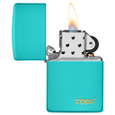 Зажигалка ZIPPO Логотип со светло-бирюзовым покрытием | Logo Flat Turquoise, латунь/сталь, бирюзовая, глянцевая, 38x13x57 мм для нанесения логотипа