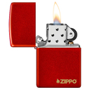 Зажигалка ZIPPO Логотип с металлизированным красным покрытием | Logo Metallic Red, латунь/сталь, красная, матовая, 38x13x57 мм для нанесения логотипа