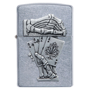 Зажигалка ZIPPO Рука мертвеца с покрытием поцарапанный хром | Dead Mans Hand Street Chrome, латунь/сталь, серебристая, 38x13x57 мм для нанесения логотипа