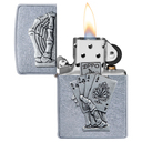 Зажигалка ZIPPO Рука мертвеца с покрытием поцарапанный хром | Dead Mans Hand Street Chrome, латунь/сталь, серебристая, 38x13x57 мм для нанесения логотипа