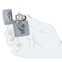 Зажигалка ZIPPO Рука мертвеца с покрытием поцарапанный хром | Dead Mans Hand Street Chrome, латунь/сталь, серебристая, 38x13x57 мм для нанесения логотипа
