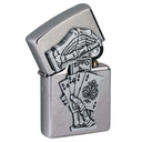 Зажигалка ZIPPO Рука мертвеца с покрытием поцарапанный хром | Dead Mans Hand Street Chrome, латунь/сталь, серебристая, 38x13x57 мм для нанесения логотипа