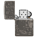 Зажигалка ZIPPO Armor® Черная магия с покрытием черный лед | Armor® Wicca Design Black Ice®, латунь/сталь, чёрная, 38x13x57 мм для нанесения логотипа