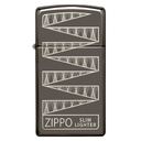 Зажигалка ZIPPO узкая в честь 65-летия с покрытием черный лед | Slim® 65th Anniversary Black Ice®, латунь/сталь, чёрная, 29x10x60 мм для нанесения логотипа