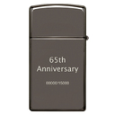 Зажигалка ZIPPO узкая в честь 65-летия с покрытием черный лед | Slim® 65th Anniversary Black Ice®, латунь/сталь, чёрная, 29x10x60 мм для нанесения логотипа