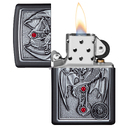Зажигалка ZIPPO Крест с крылатым драконом с черным матовым покрытием | Winged Dragon Cross Black Matte, латунь/сталь, чёрная, 38x13x57 мм для нанесения логотипа