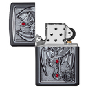 Зажигалка ZIPPO Крест с крылатым драконом с черным матовым покрытием | Winged Dragon Cross Black Matte, латунь/сталь, чёрная, 38x13x57 мм для нанесения логотипа
