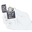 Зажигалка ZIPPO Крест с крылатым драконом с черным матовым покрытием | Winged Dragon Cross Black Matte, латунь/сталь, чёрная, 38x13x57 мм для нанесения логотипа