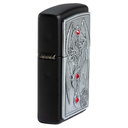 Зажигалка ZIPPO Крест с крылатым драконом с черным матовым покрытием | Winged Dragon Cross Black Matte, латунь/сталь, чёрная, 38x13x57 мм для нанесения логотипа