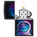 Зажигалка ZIPPO Астронавт с черным матовым покрытием | Astronaut Black Matte, латунь/сталь, чёрная, матовая, 38x13x57 мм для нанесения логотипа