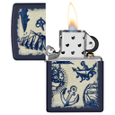 Зажигалка ZIPPO Морская с темно-синем матовым покрытием | Nautical Design Navy Matte, латунь/сталь, синяя, матовая, 38x13x57 мм для нанесения логотипа