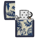 Зажигалка ZIPPO Морская с темно-синем матовым покрытием | Nautical Design Navy Matte, латунь/сталь, синяя, матовая, 38x13x57 мм для нанесения логотипа