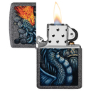 Зажигалка ZIPPO Свирепый дракон с каменным покрытием | Fiery Dragon Iron Stone, латунь/сталь, серая, матовая, 38x13x57 мм для нанесения логотипа