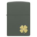 Зажигалка ZIPPO Четырехлистный клевер с зеленым матовым покрытием | Four Leaf Clover Green Matte, латунь/сталь, зеленая, 38x13x57 мм для нанесения логотипа