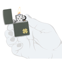 Зажигалка ZIPPO Четырехлистный клевер с зеленым матовым покрытием | Four Leaf Clover Green Matte, латунь/сталь, зеленая, 38x13x57 мм для нанесения логотипа