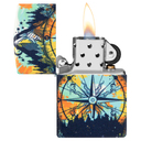 Зажигалка ZIPPO Компас с покрытием, светящимся в темноте зеленым | Compass Glow In The Dark Green, латунь/сталь, разноцветная, 38x13x57 мм для нанесения логотипа