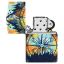 Зажигалка ZIPPO Компас с покрытием, светящимся в темноте зеленым | Compass Glow In The Dark Green, латунь/сталь, разноцветная, 38x13x57 мм для нанесения логотипа