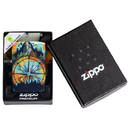 Зажигалка ZIPPO Компас с покрытием, светящимся в темноте зеленым | Compass Glow In The Dark Green, латунь/сталь, разноцветная, 38x13x57 мм для нанесения логотипа