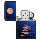 Зажигалка ZIPPO Закат луны с покрытием черный свет | Moon Sunset Black Light, латунь/сталь, чёрная, матовая, 38x13x57 мм для нанесения логотипа