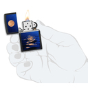 Зажигалка ZIPPO Закат луны с покрытием черный свет | Moon Sunset Black Light, латунь/сталь, чёрная, матовая, 38x13x57 мм для нанесения логотипа