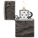Зажигалка ZIPPO Мраморный узор с черным глянцевым покрытием | Marble Pattern High Polish Black, латунь/сталь, чёрная, 38x13x57 мм для нанесения логотипа